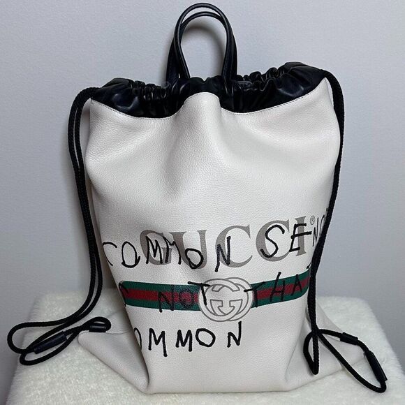 NWOT Gucci X Coco Capitan Common Sense White Logo Drawstring Backpack - Picture 1 of 11